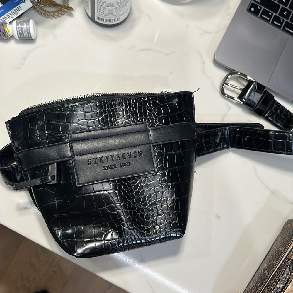 croc leather belt purse